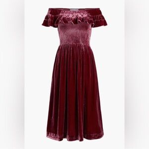 Hill House Burgundy Off-Shoulder Midi Dress